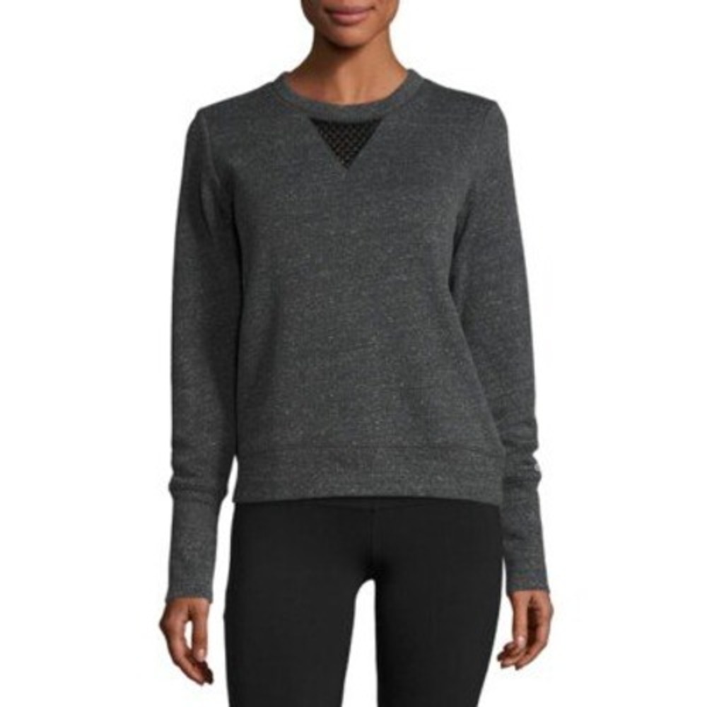 ALO Yoga Dark Gray Crewneck Sweatshirt with Mesh Inset